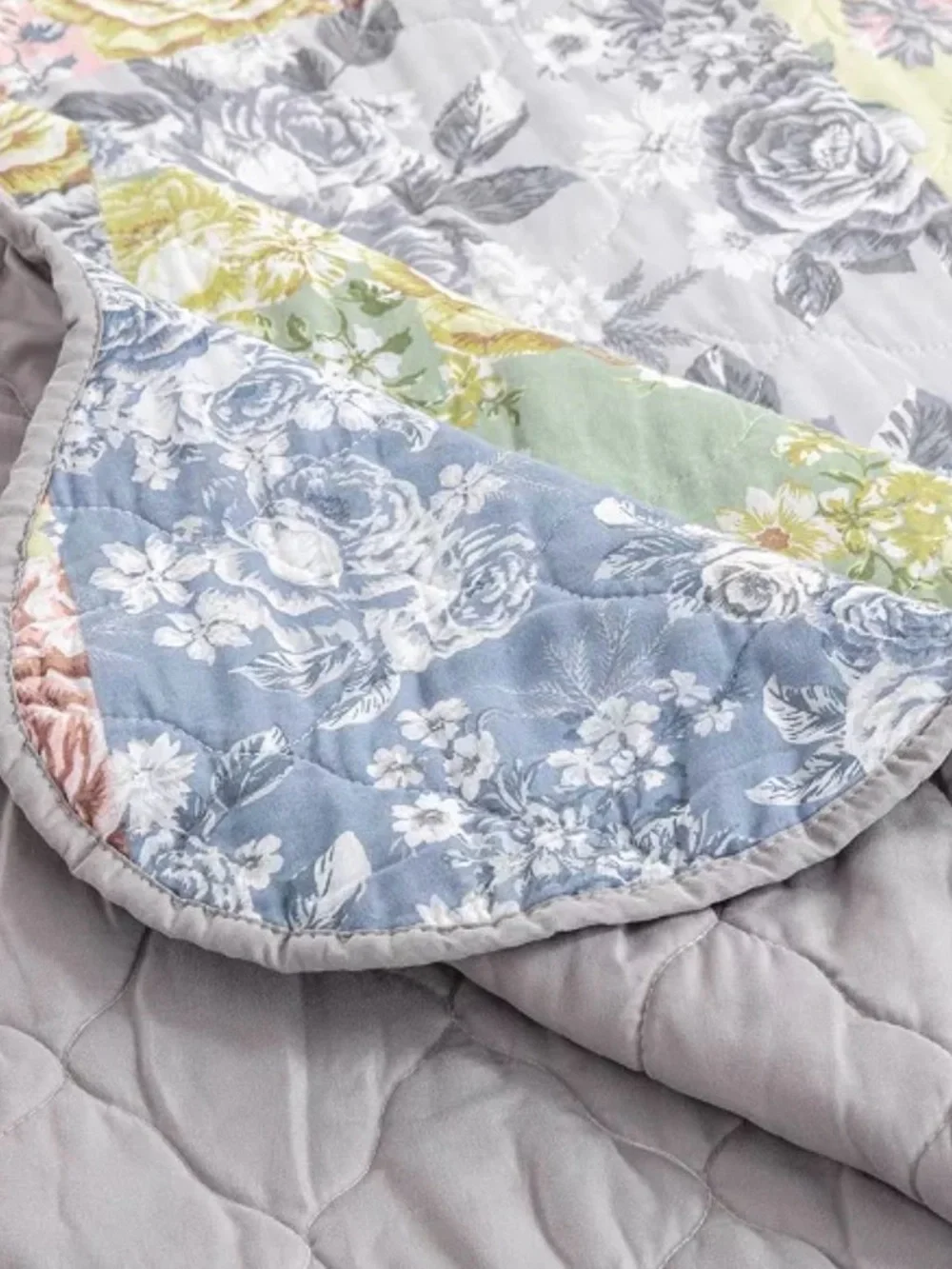 Greenland Home Fashions Emma Traditional Floral Print 3 Piece Quilt Set, Full/Qu